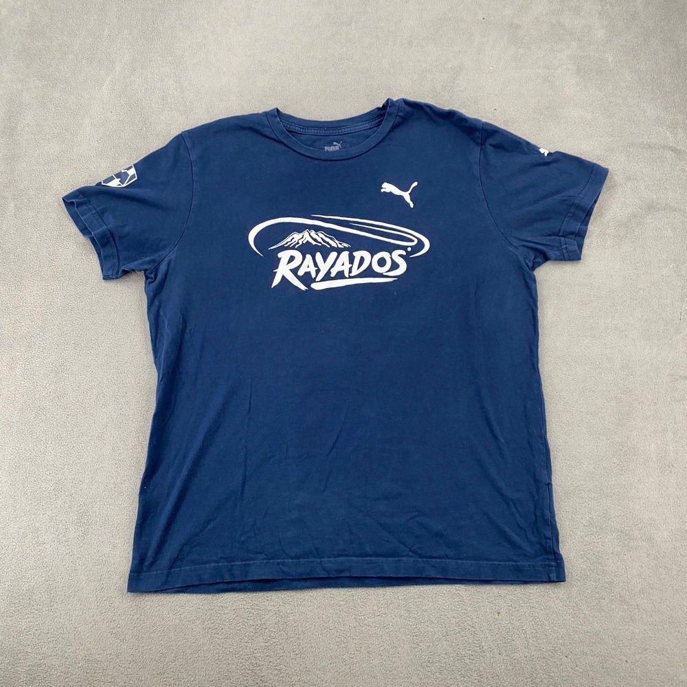 Puma Rayados Monterrey Soccer Graphic T-Shirt Navy Blue Mens Large